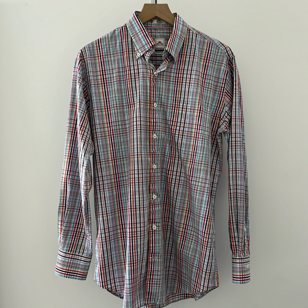 PETER MILLAR plaid button down shirt seaside finish medium